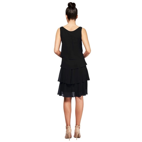 SL Fashions Black Tiered Chiffon Dress - Picture 2 of 2